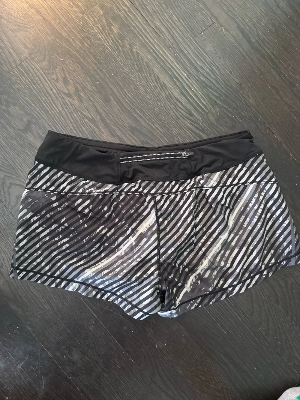 Women's Athleta Black & White Striped Active Shorts